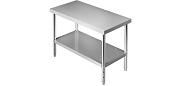 VEVOR Stainless Steel Prep Table Heavy Duty Adjustable Undershelf 550lbs