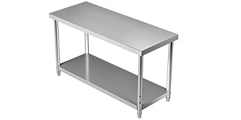 VEVOR Stainless Steel Prep Table Heavy Duty Adjustable Undershelf 550lbs