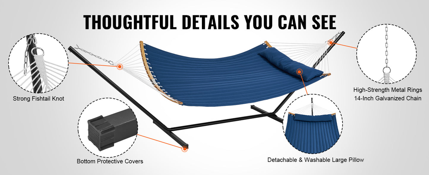 Ljustra Double Hammock with Stand Pillow Portable Outdoor Relaxation