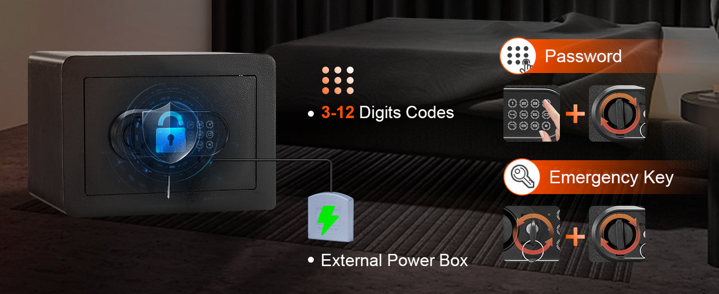 VEVOR Electronic Safe Deposit Box Digital Access Dual Lock Security