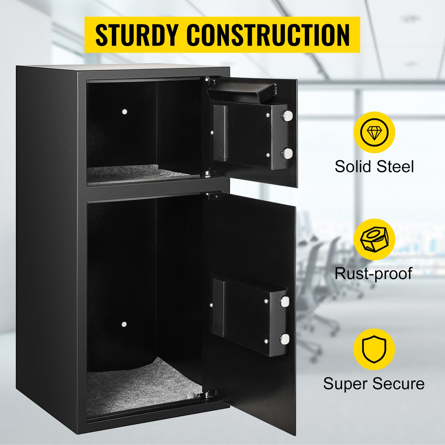 Ljustra 33 Inch Double Door Safe Deposit Box Electronic Lock Hidden Piggy Bank