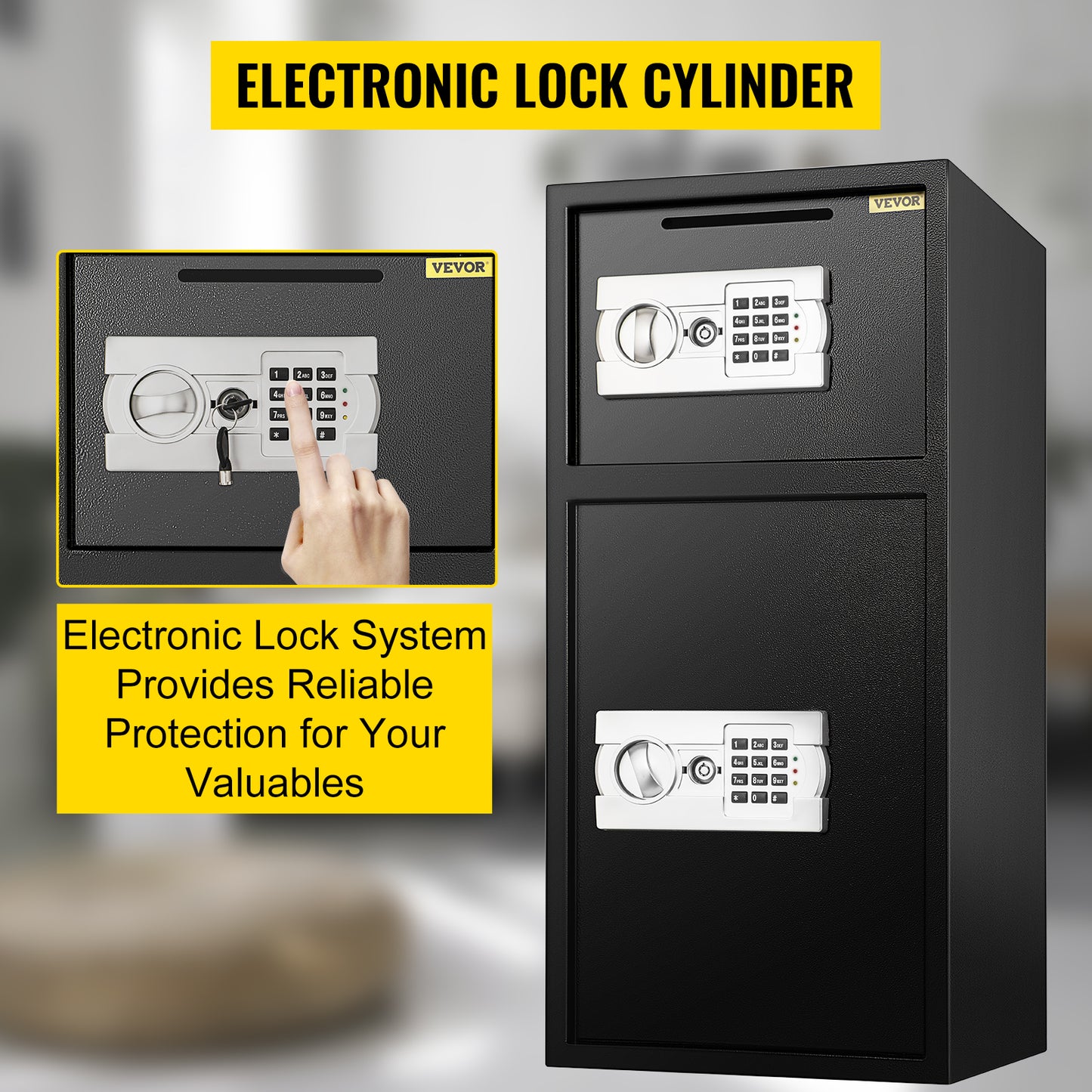 Ljustra 33 Inch Double Door Safe Deposit Box Electronic Lock Hidden Piggy Bank