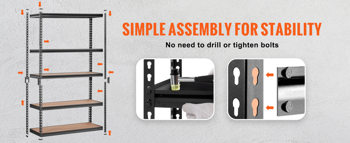 Ljustra Heavy Duty 5 Layer Storage Shelving Unit Metal Rack Organizer