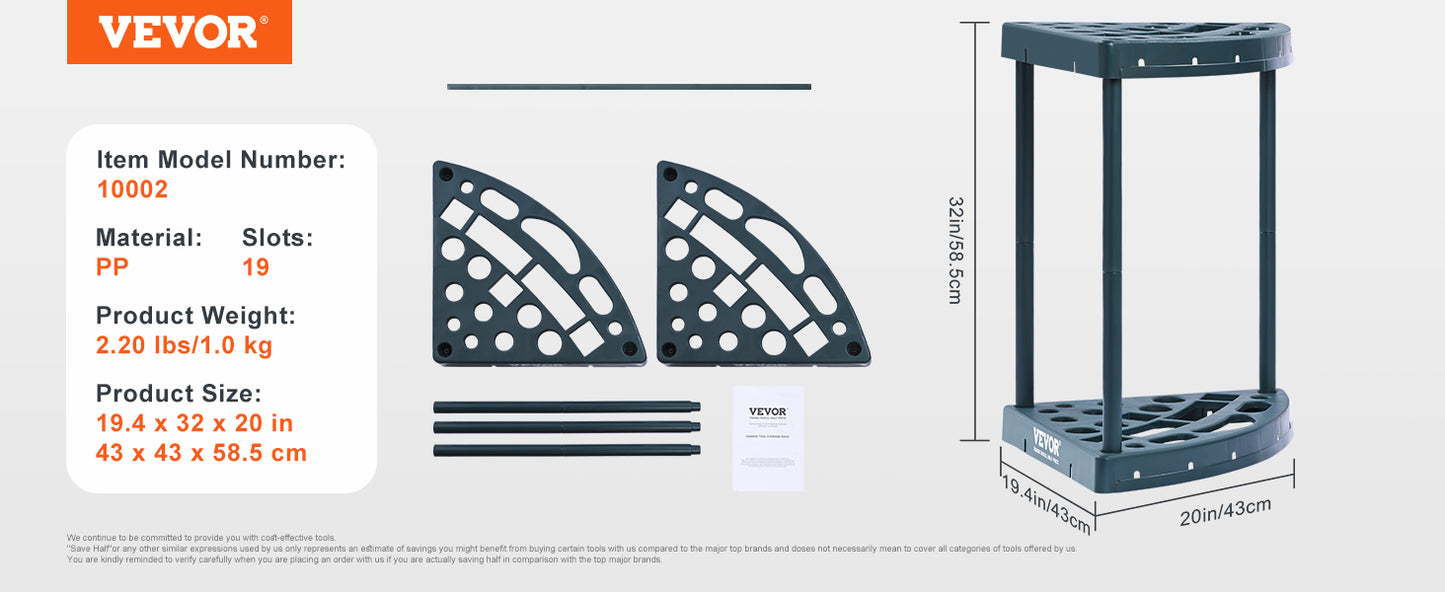 Ljustra 19 Slot Garden Tool Organizer Yard Tool Holder for Garage Outdoor