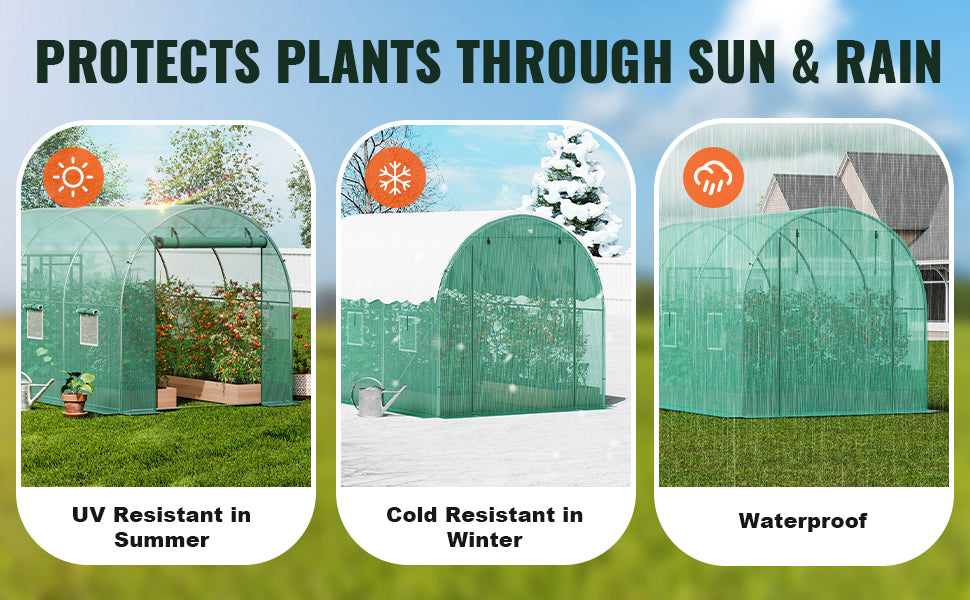 Large Walk-in Tunnel Greenhouse Heavy-Duty PE Cover Steel Frame