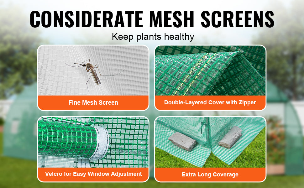 Large Walk-in Tunnel Greenhouse Heavy-Duty PE Cover Steel Frame