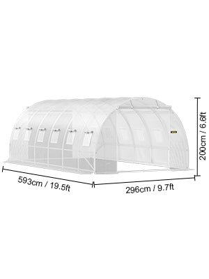 Ljustra Walk-in Tunnel Greenhouse 20x10x7 ft Portable with Zippered Doors