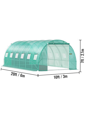 SucceBuy Walk-in Tunnel Greenhouse Galvanized Frame Waterproof Cover
