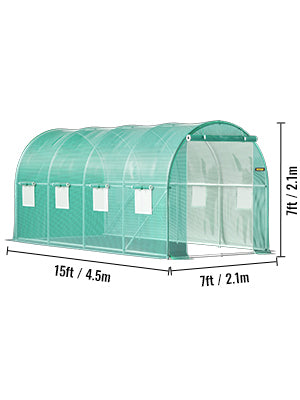 SucceBuy Walk-in Tunnel Greenhouse Galvanized Frame Waterproof Cover