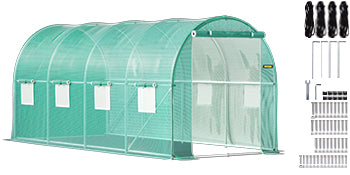 SucceBuy Walk-in Tunnel Greenhouse Galvanized Frame Waterproof Cover