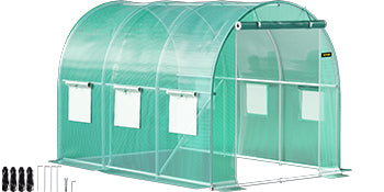 SucceBuy Walk-in Tunnel Greenhouse Galvanized Frame Waterproof Cover