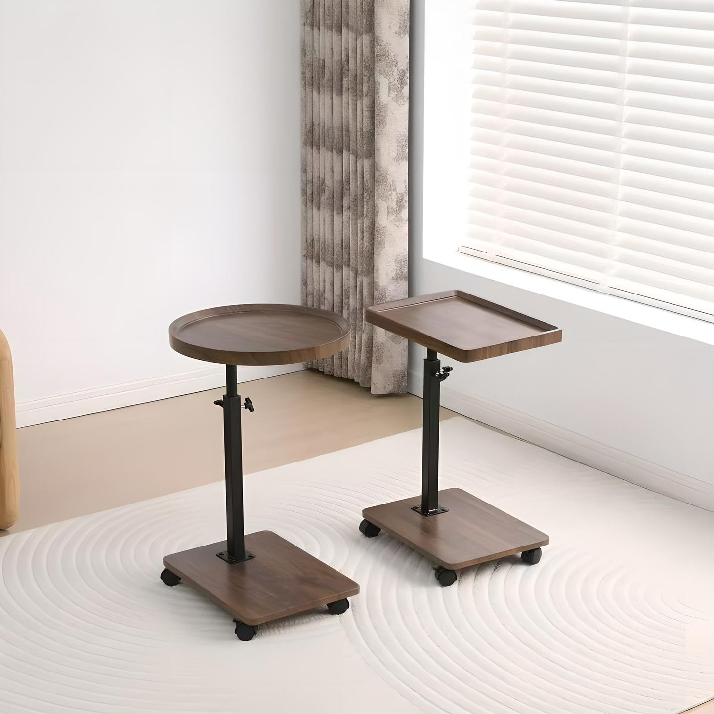 Adjustable Rolling Cart Overbed Bedside Table Laptop Desk Side Tray Table