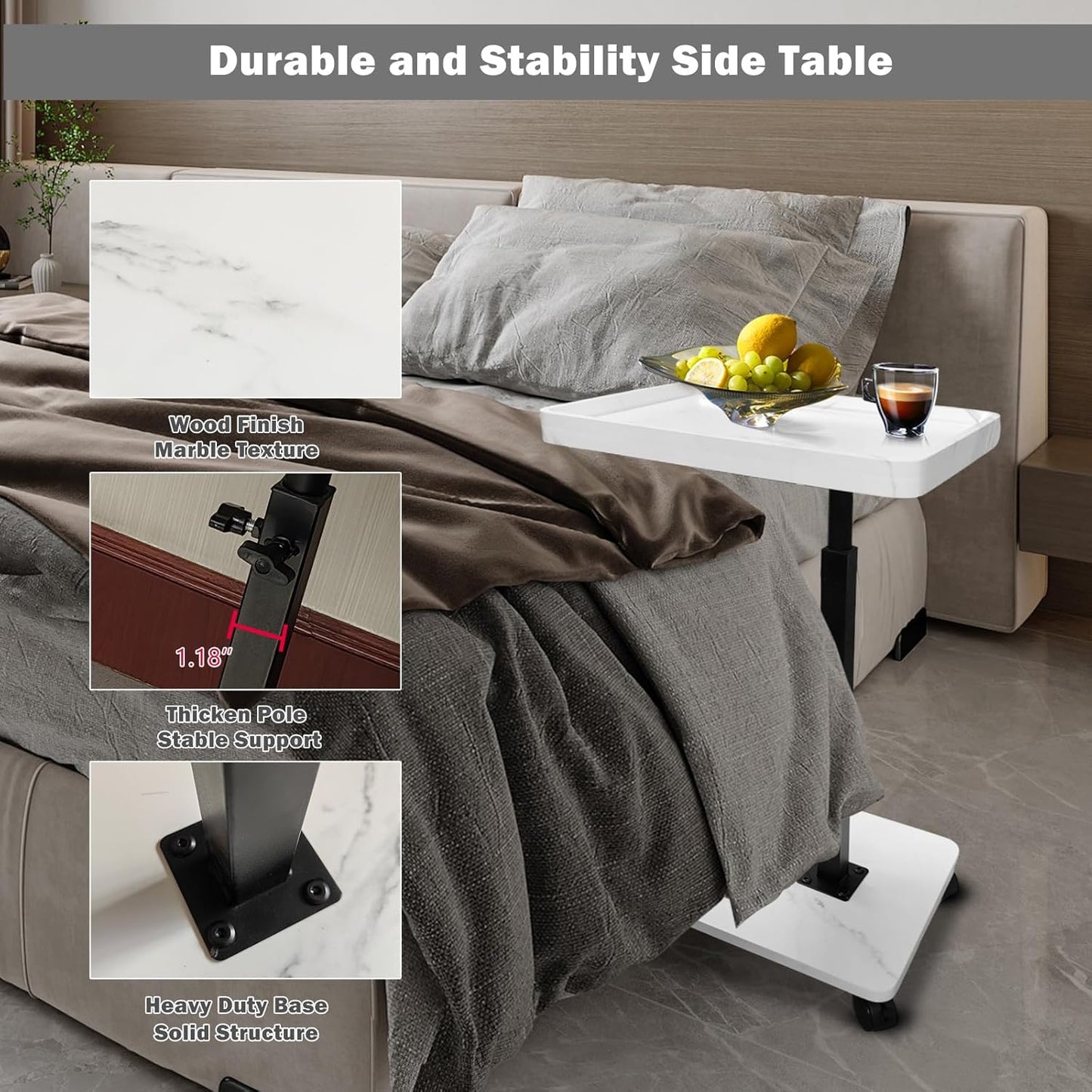 Ljustra 360° Rotatable Laptop Desk Adjustable Rolling Cart Sofa Tray Table