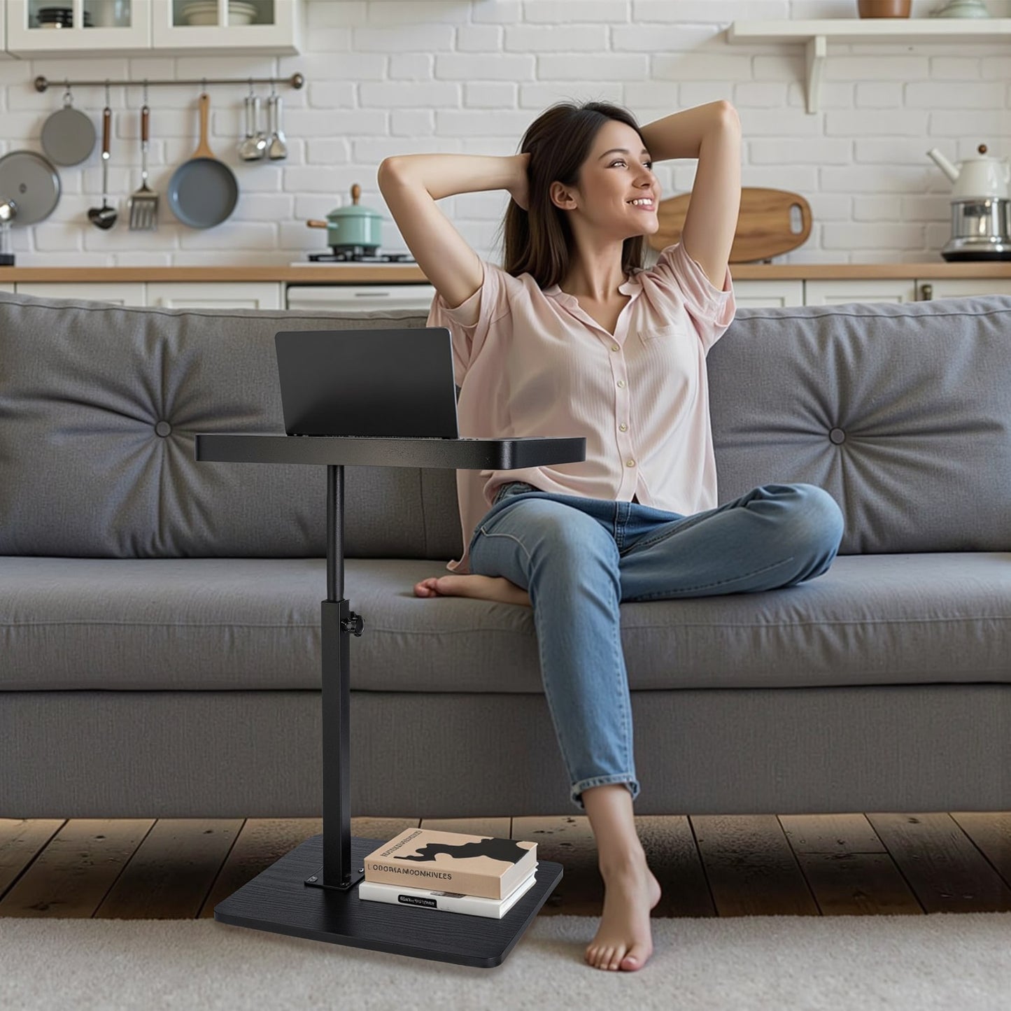 Ljustra C-Shaped Sofa Side Table Mobile Storage Small Corner Table