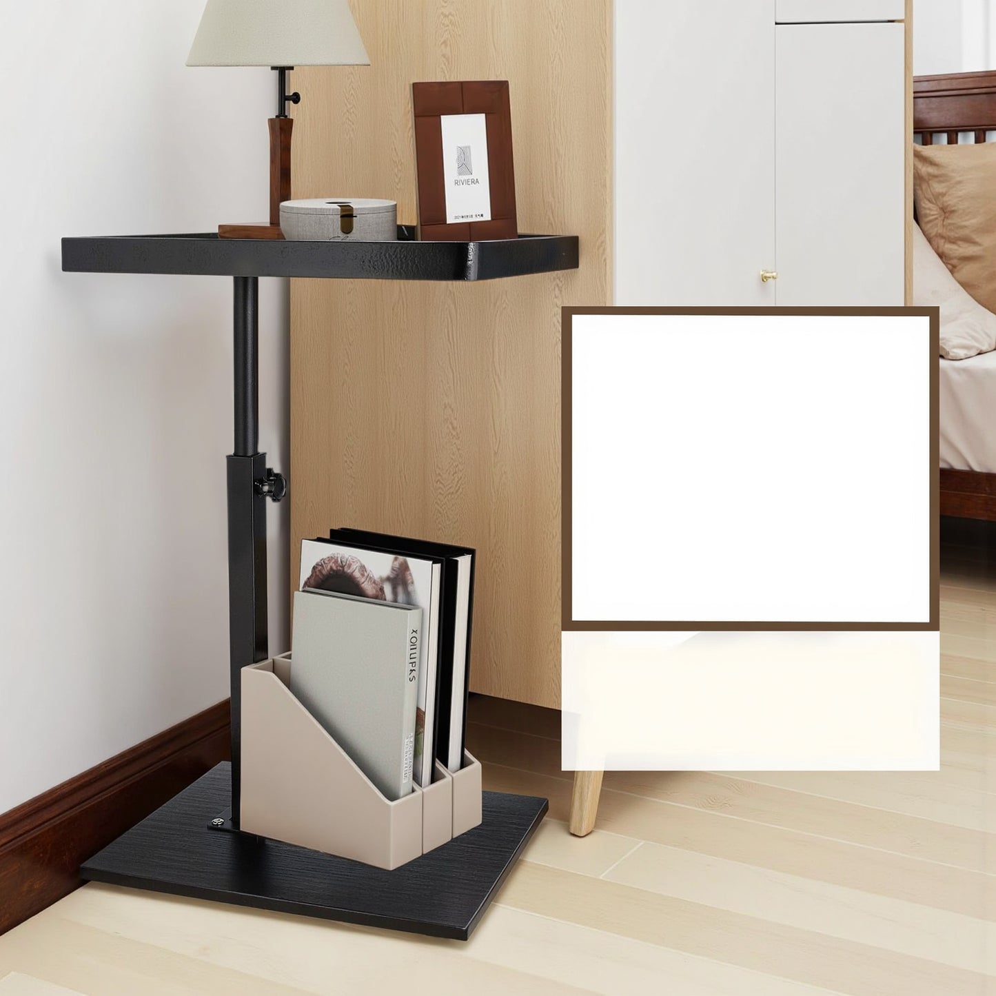 Ljustra C-Shaped Sofa Side Table Mobile Storage Small Corner Table