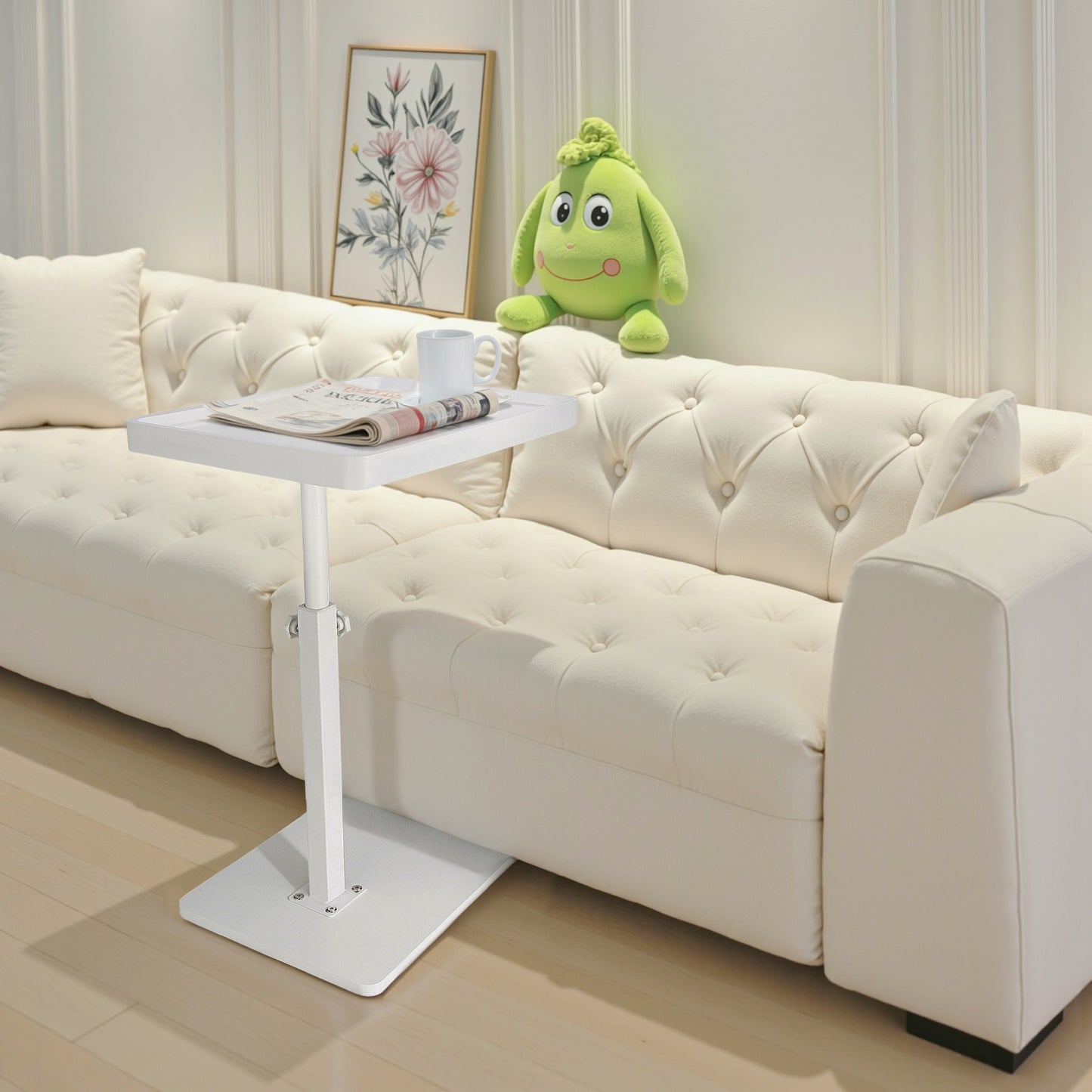 Ljustra C-Shaped Sofa Side Table Mobile Storage Small Corner Table