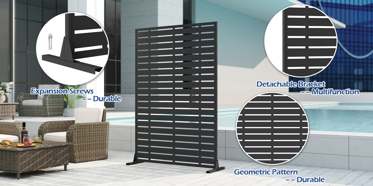 Freestanding Outdoor Privacy Screen Metal Frame Resin Panels Patio Garden