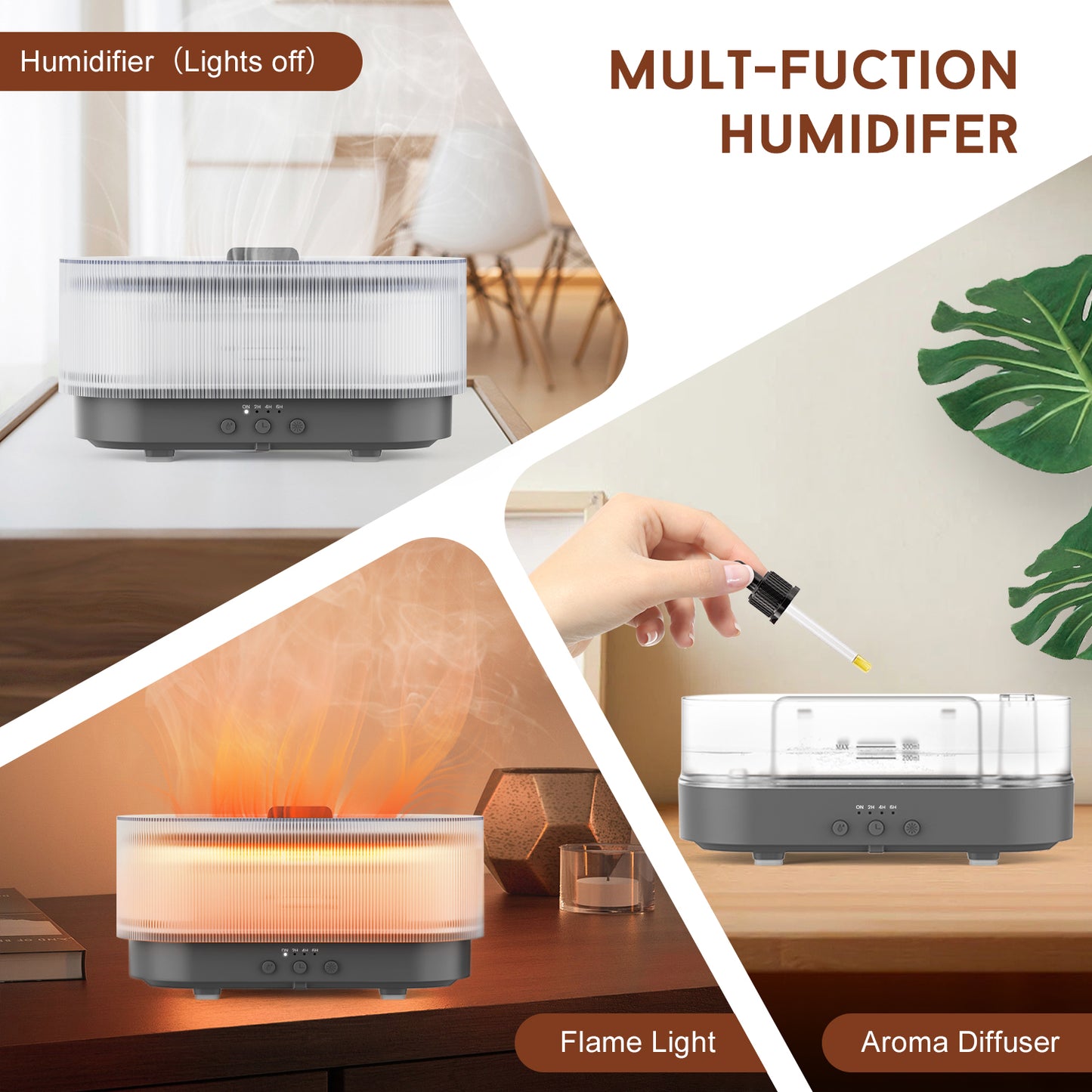 Ljustra Ultrasonic Humidifier 300ml Aromatherapy Diffuser Quiet Light