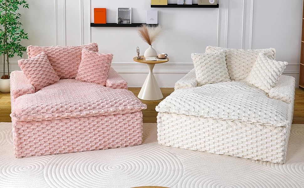 Ljustra Oversized Chaise Lounge Chair Comfy Corduroy Sofa Couch