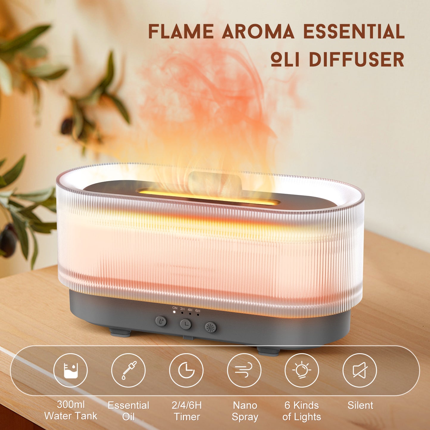 Ljustra Ultrasonic Humidifier 300ml Aromatherapy Diffuser Quiet Light