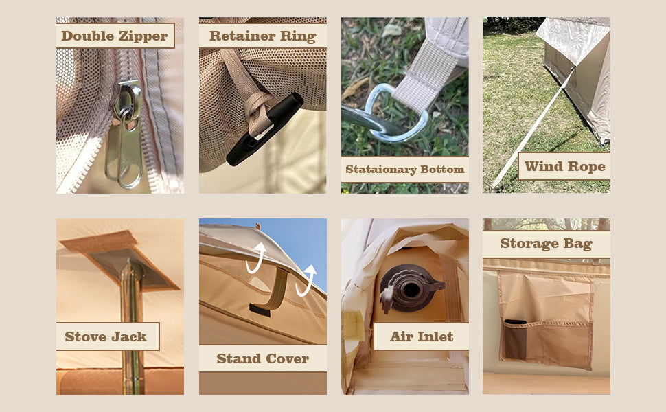 9.8x7 Inflatable Camping Tent 4-6 Person All-Season Blow Up Tent