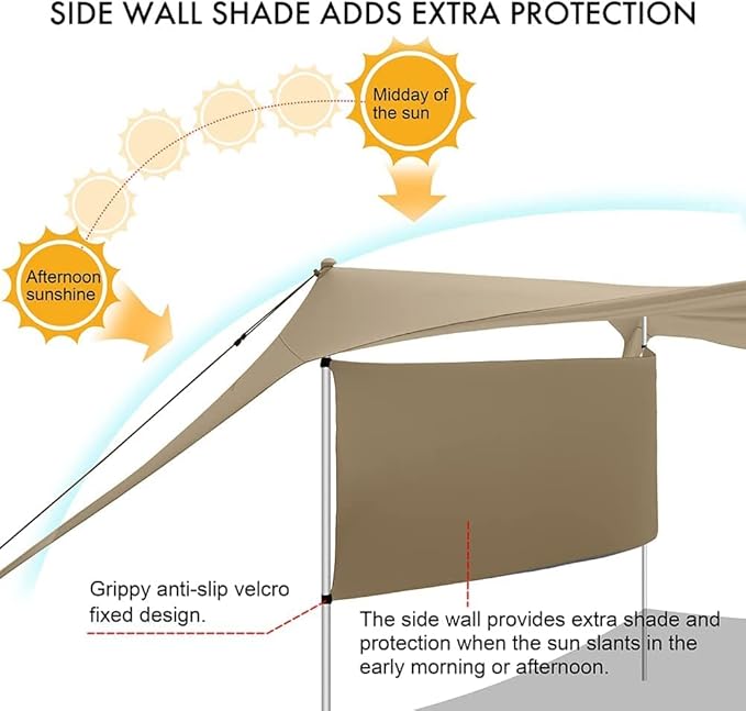 Beach Canopy Tent Shade 10x10Ft UPF50+ Windproof Water Resistant