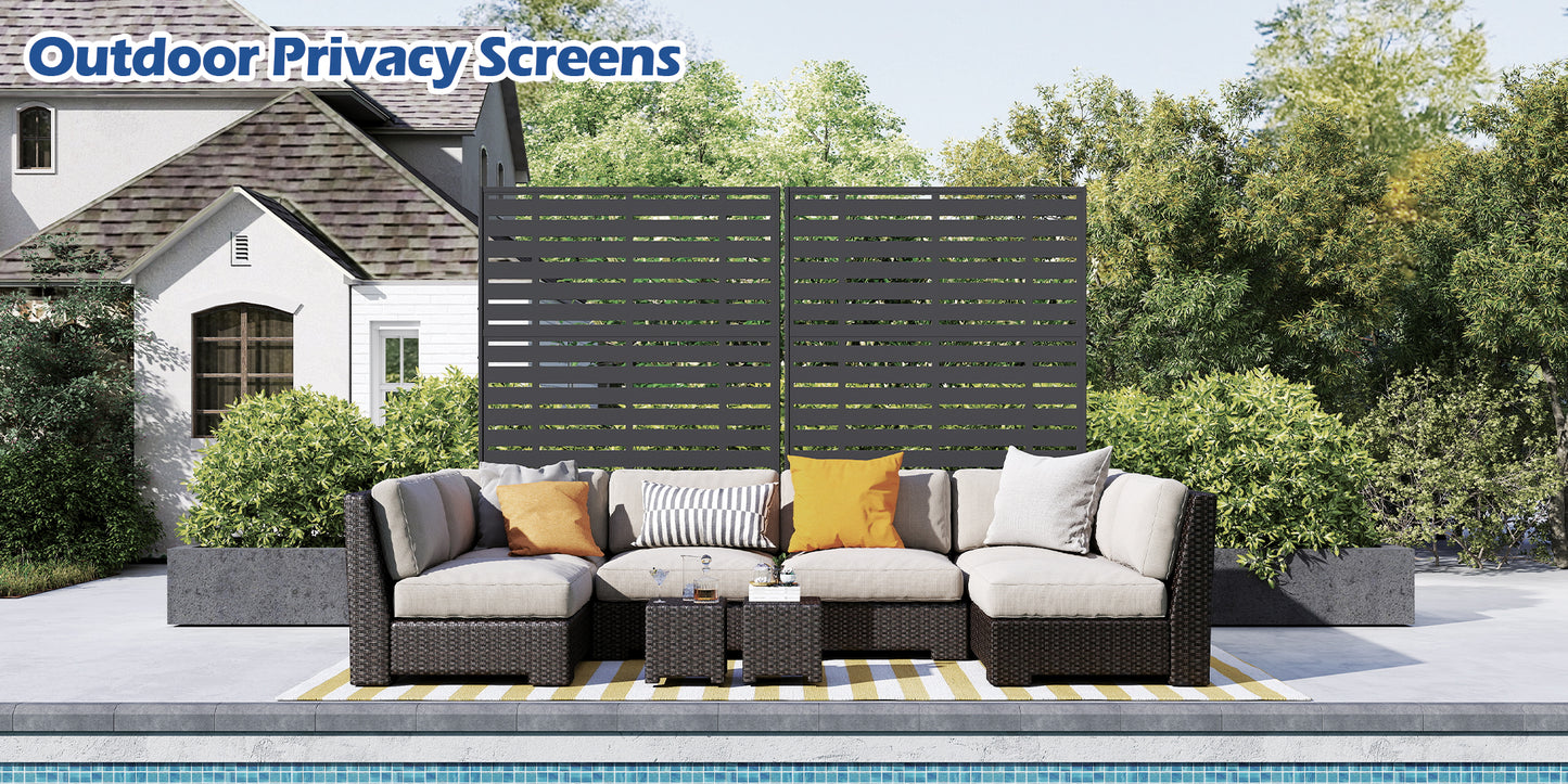 Freestanding Outdoor Privacy Screen Metal Frame Resin Panels Patio Garden