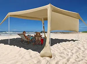 Beach Canopy Tent Shade 10x10Ft UPF50+ Windproof Water Resistant