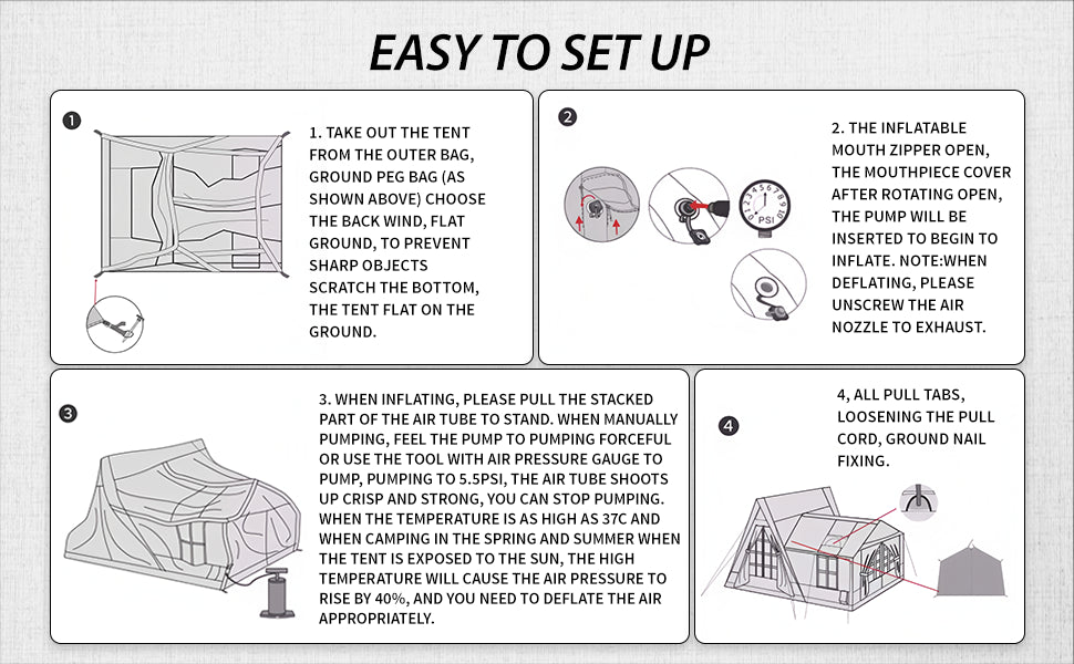 Large Inflatable Tent for 8-10 Person Instant Setup Waterproof Cabin