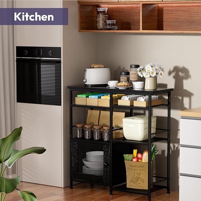 Coffee Bar Cabinet Rustic Storage Organizer Kitchen Buffet Stand