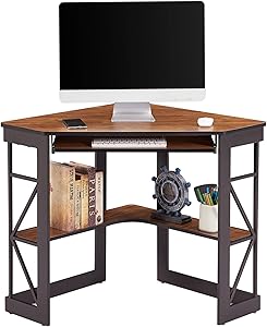 Corner Triangle Computer Desk Small Space Steel Frame Storage Table