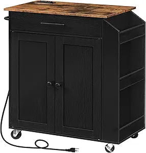 Kitchen Island With Power Outlet Rolling Cart Storage For Home Dining