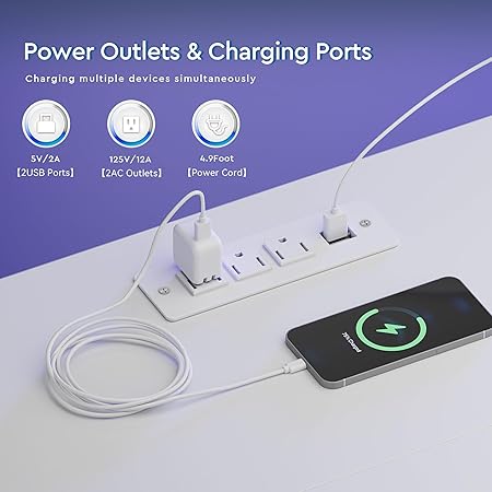 L Shaped Gaming Desk with Shelves LED Lights Charging Station Home Office