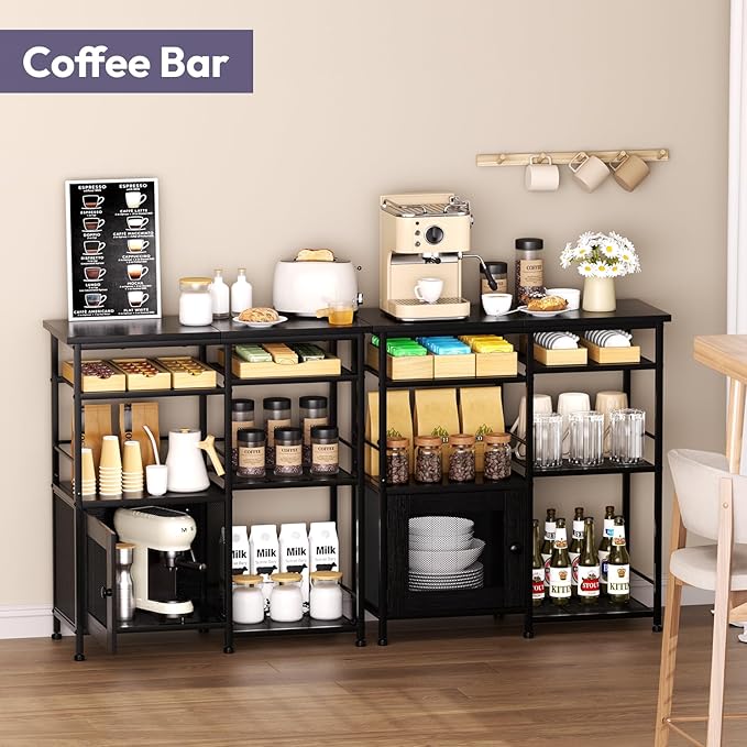 Coffee Bar Cabinet Rustic Storage Organizer Kitchen Buffet Stand