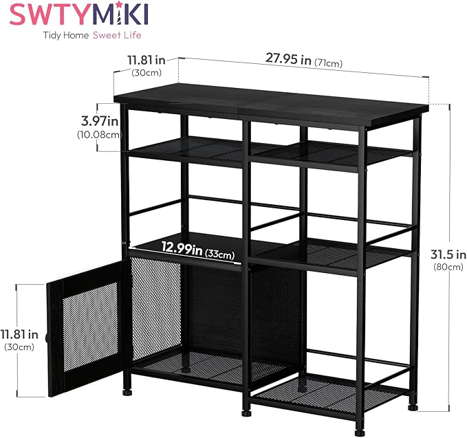 Coffee Bar Cabinet Rustic Storage Organizer Kitchen Buffet Stand