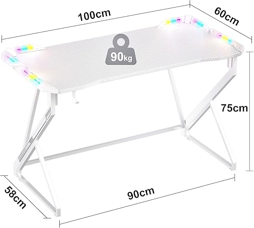 Small Gaming Desk with RGB Lights 40" PC Desk for Home Office Setup