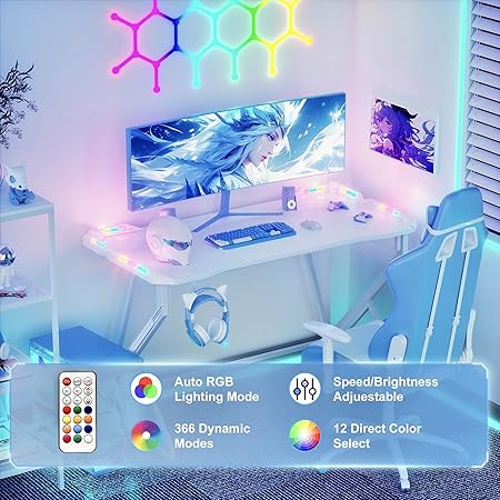 Small Gaming Desk with RGB Lights 40" PC Desk for Home Office Setup