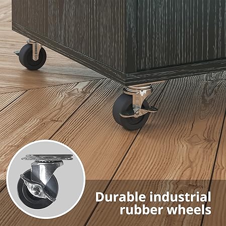 Rolling Kitchen Island Cart with Drop-Leaf Wine Rack and Drawer