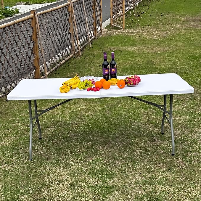 6 Ft Folding Table Portable Heavy Duty Plastic Utility Table for Events