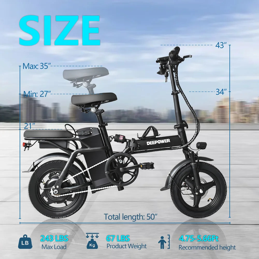 Ljustra 14 Inch Foldable Electric Bicycle 400W Motor City Commuting EBike