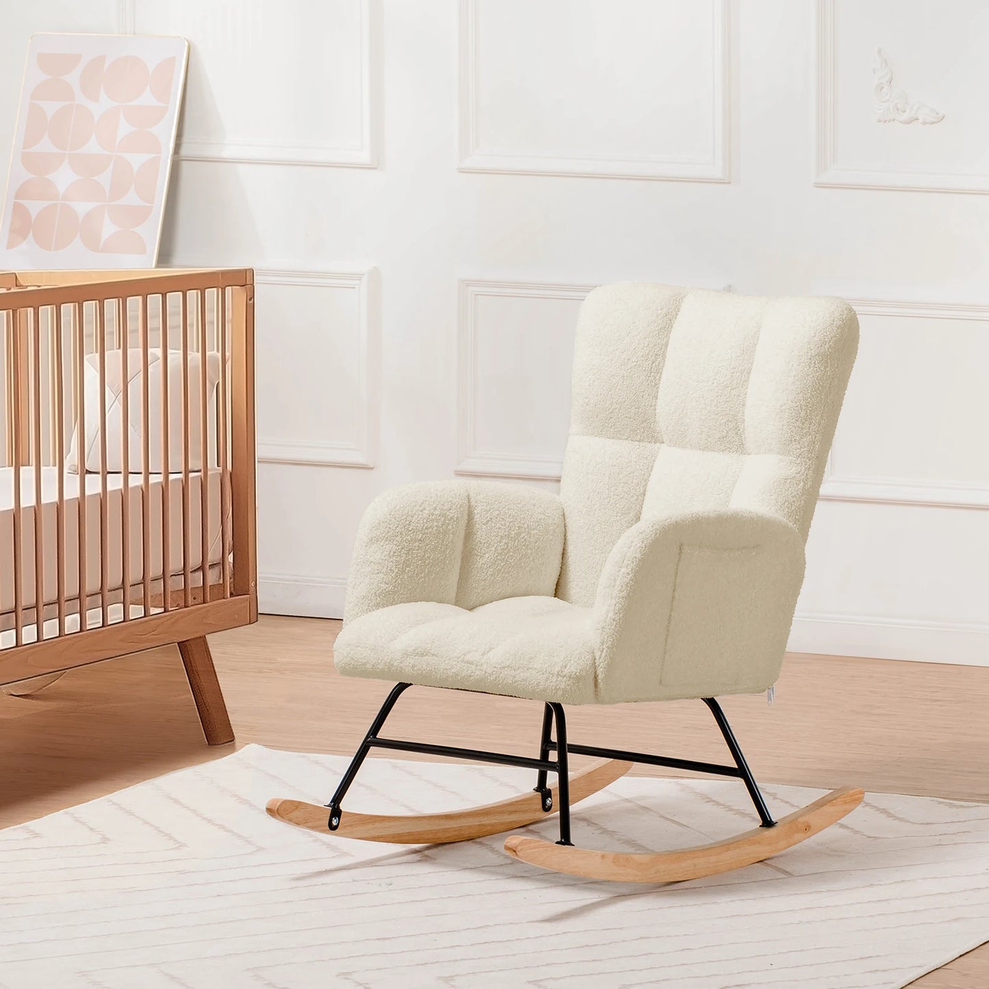 Ljustra Nursery Rocking Chair Teddy Glider Modern High Back Armchair
