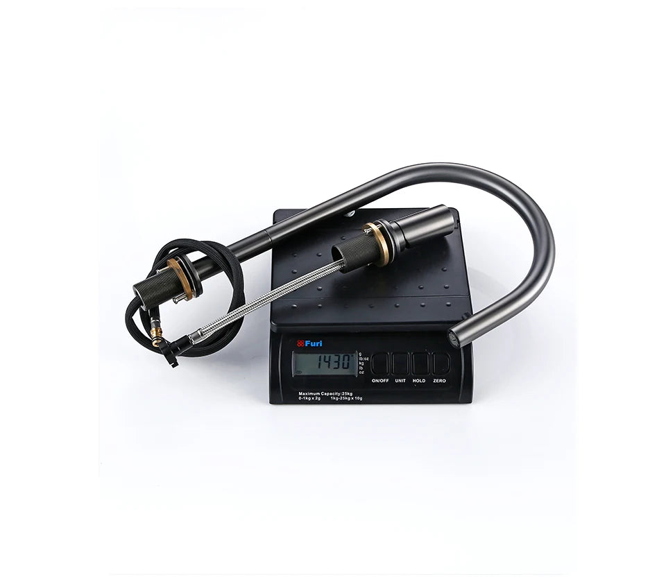 Pull Down Kitchen Sink Faucet Brushed Gunmetal Single Handle Brass Sprayer