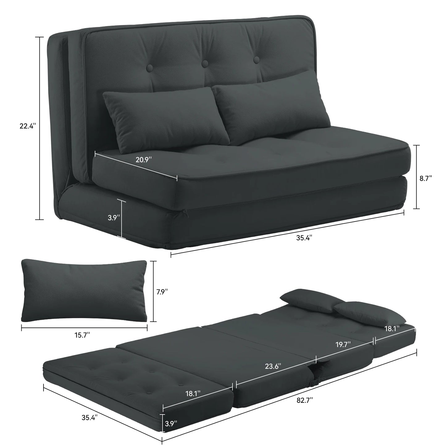 Ljustra Convertible Folding Sofa Bed Sleeper Chair Modern Living Room