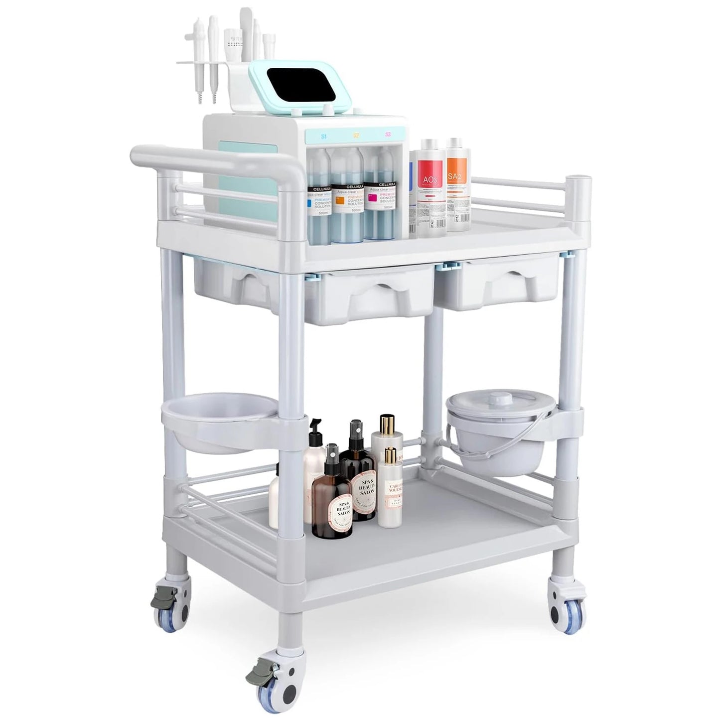 Mobile Trolley Cart with Wheels 330lbs Capacity Rolling Storage Utility