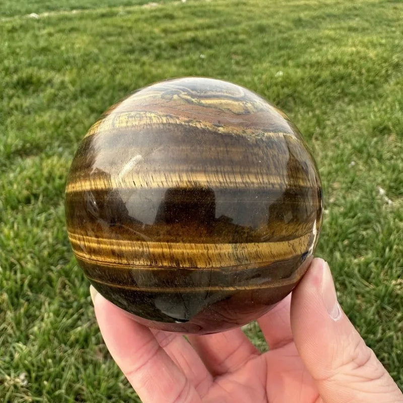 Natural Tiger Eye Jasper Sphere Crystal Ball Home Decor Reiki Healing