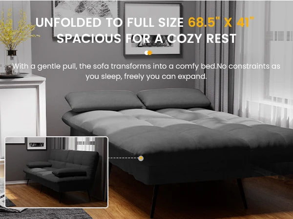 Ljustra Convertible Futon Sofa Bed Modern Adjustable Backrest Living Room