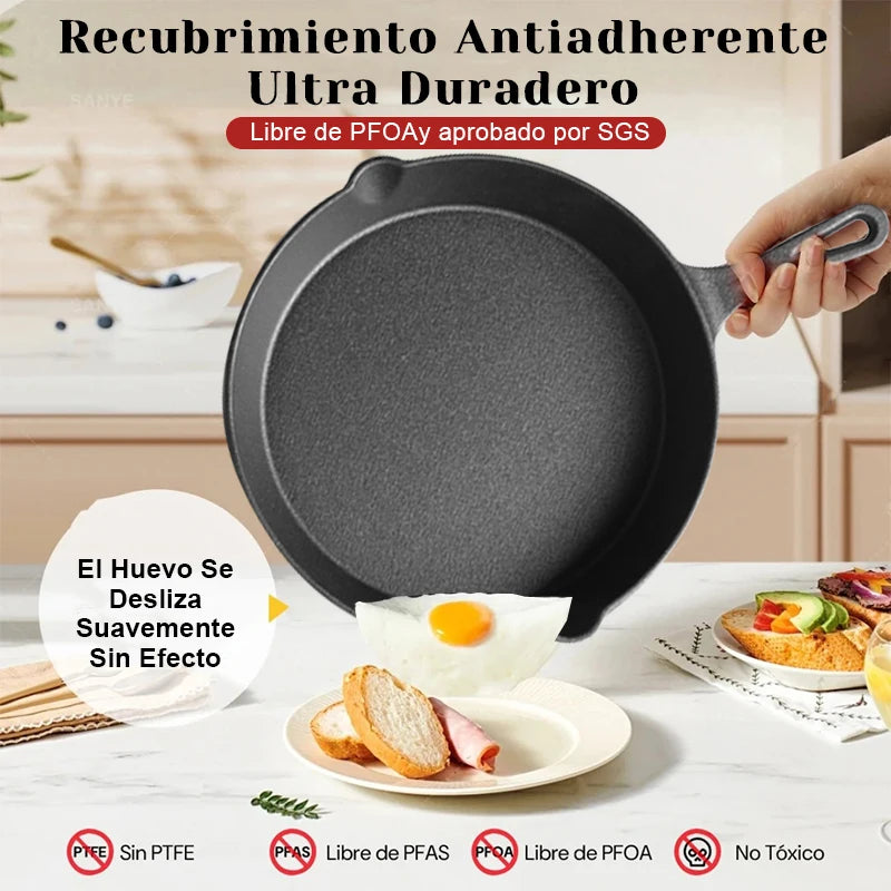 3 Piece Cast Iron Skillet Set Uncoated Frying Pans for All Stovetops