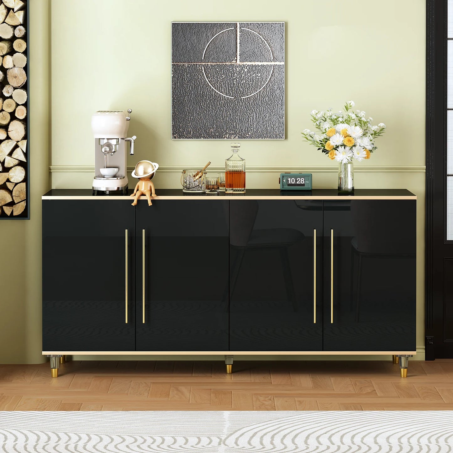 63 Inch Modern Buffet Cabinet Storage Sideboard Console Table