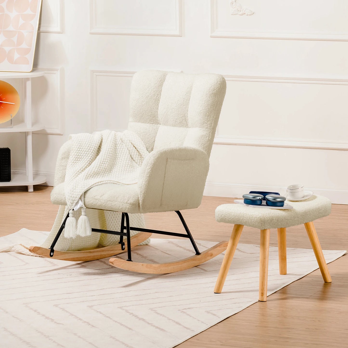 Ljustra Nursery Rocking Chair Teddy Glider Modern High Back Armchair