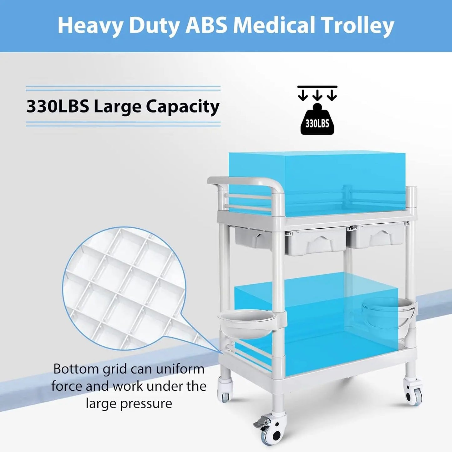 Mobile Trolley Cart with Wheels 330lbs Capacity Rolling Storage Utility